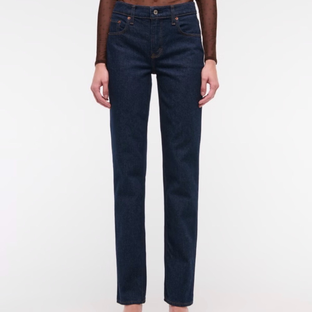 Abercrombie & Fitch Dark Blue Mid Rise 90s Straight Leg Jeans